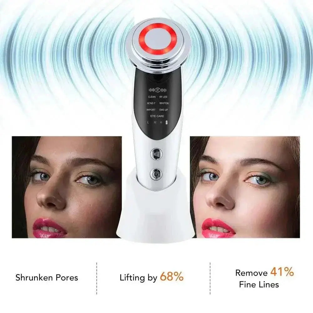 EMS Face Lifting Device with 7-in-1 LED therapy and microcurrent for skin lifting, pore shrinking, and fine line reduction