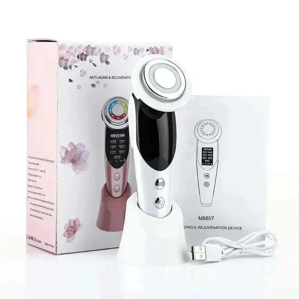 EMS Face Lifting Device with 7-in-1 LED therapy, microcurrent, and massage modes for anti-aging and skin rejuvenation