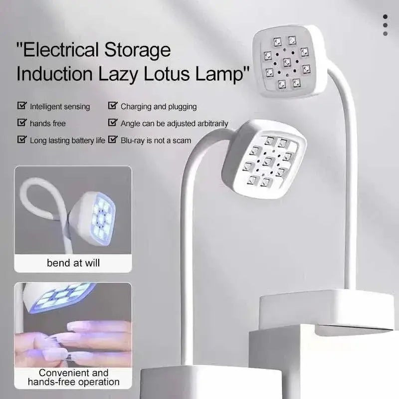 Rechargeable 9 LED UV desk lamp, 360° bendable, wireless UV nail dryer for gel polish, quick dry, portable manicure salon tool