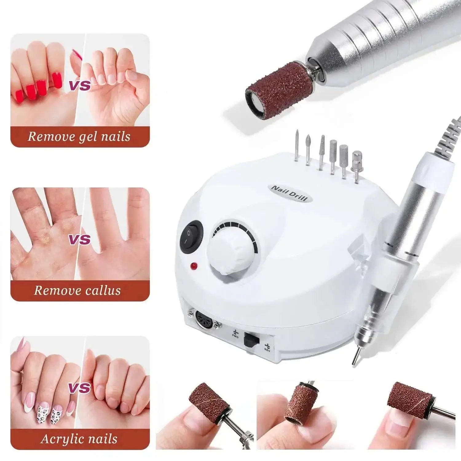 35000RPM electric nail drill set DUTRIEUX for gel and acrylic nail removal, callus removal, with CE certification.