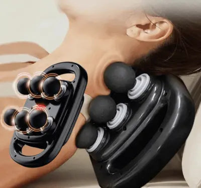 High-Frequency Muscle Massage Gun with six interchangeable heads providing deep vibration therapy for muscle relief and recovery