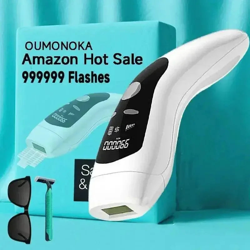 Compact IPL laser hair removal device with 999,999 flashes for long-lasting, painless hair reduction at home