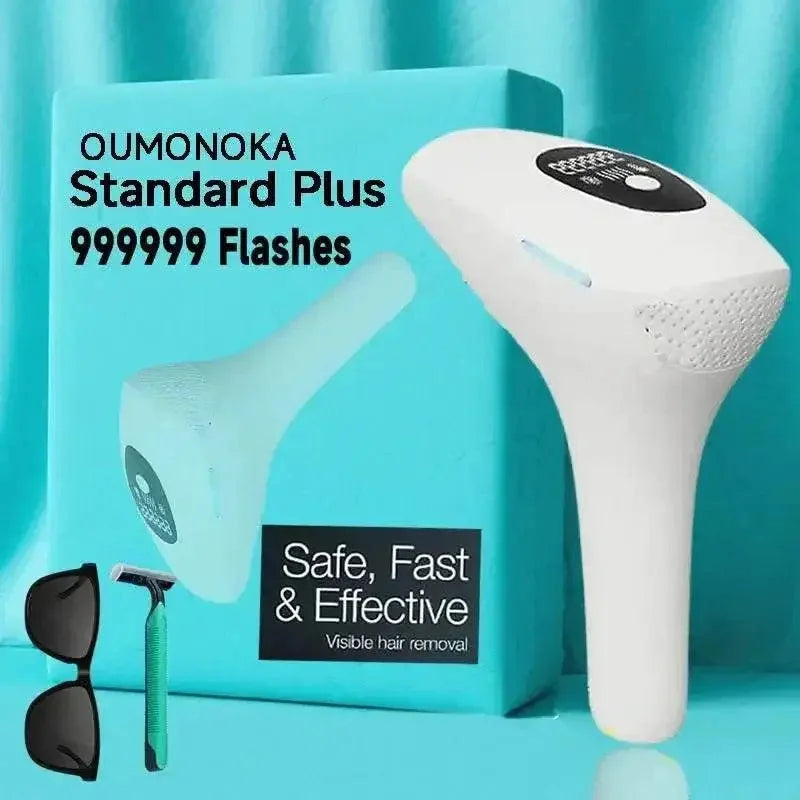 IPL laser hair removal device with 999,999 flashes for safe, fast, and effective hair reduction at home