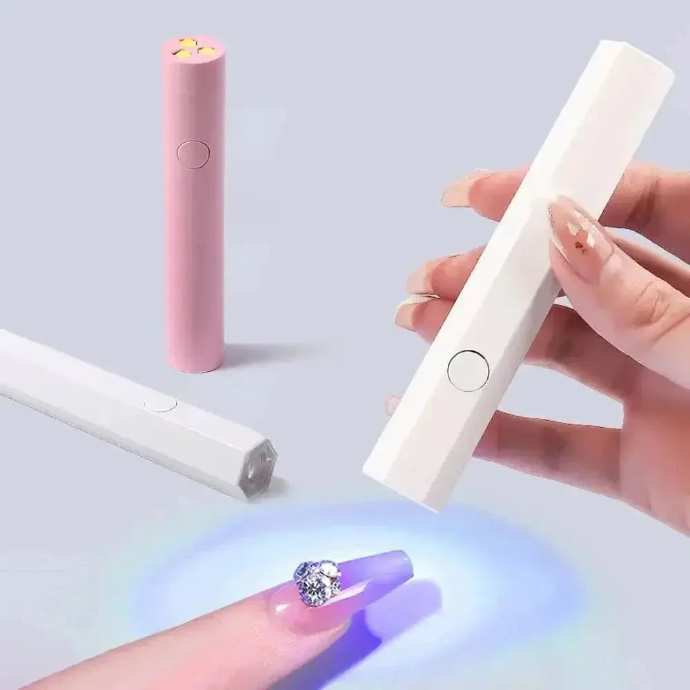 Mini USB Nail Dryer lamp curing gel polish with portable compact design in white and pink colors