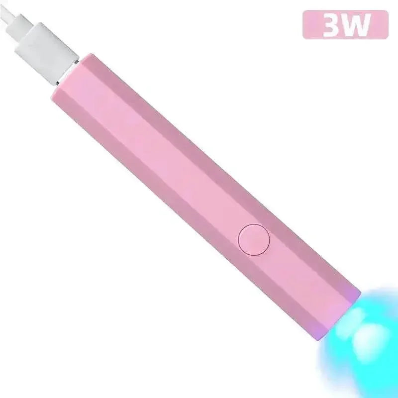 Compact pink Mini USB Nail Dryer lamp with LED light for quick gel polish curing