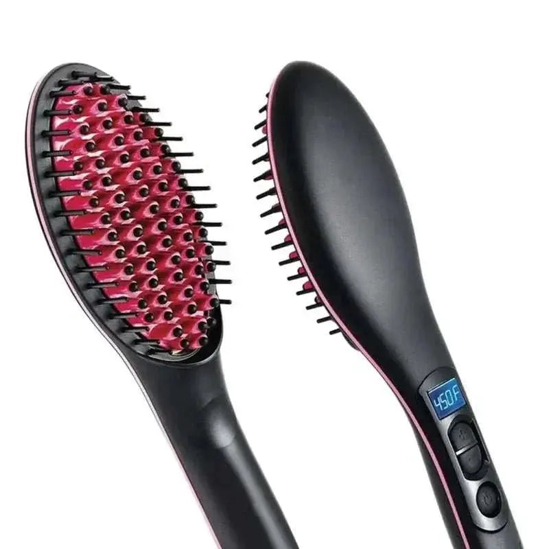 Professional Hair Straightening Brush with heat technology and digital display for silky-smooth hair.