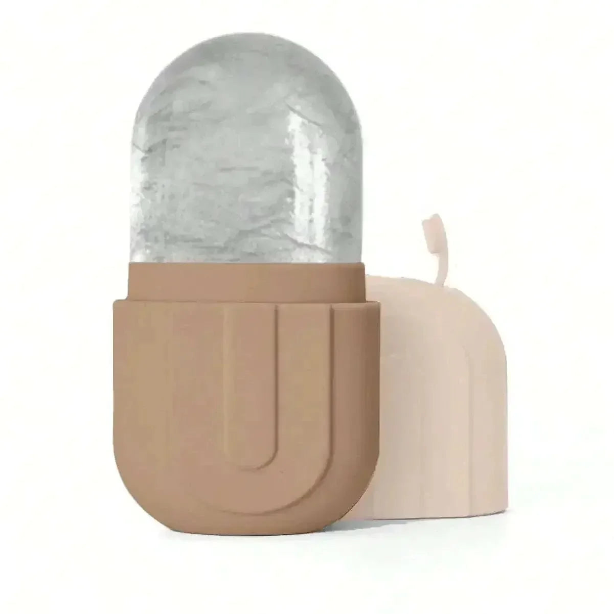 Silicone ice roller with ergonomic handle for facial cooling and skin refreshing