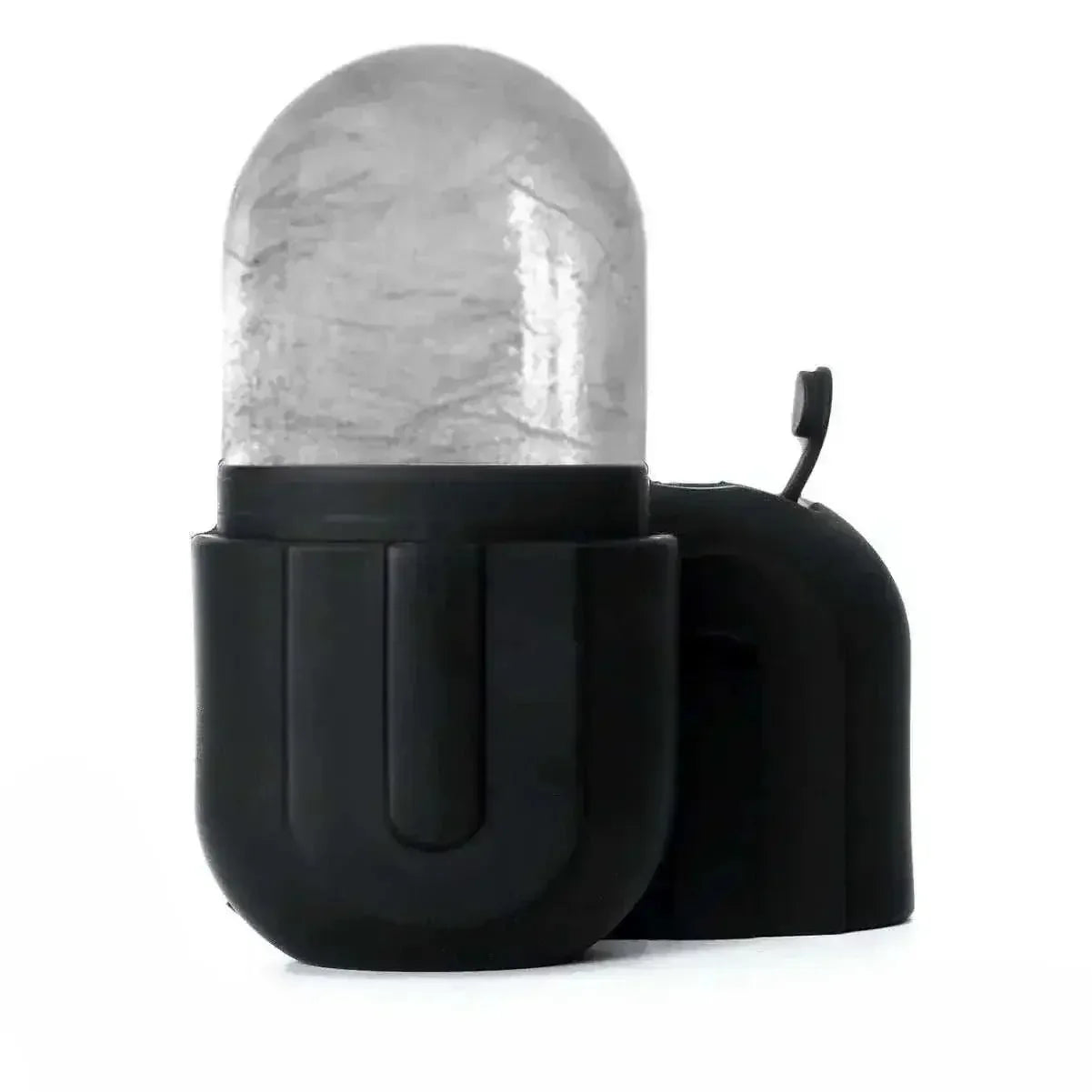 Silicone Ice Roller for face with black handle and clear ice capsule for cooling therapy and skin refreshing