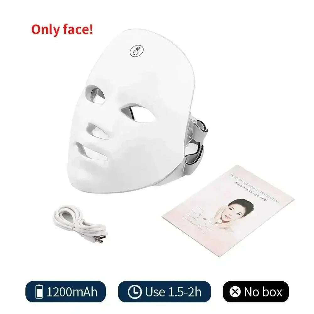 Wireless LED Light Therapy Mask for face with ergonomic design and rechargeable battery, 7 color light therapy for skin rejuvenation