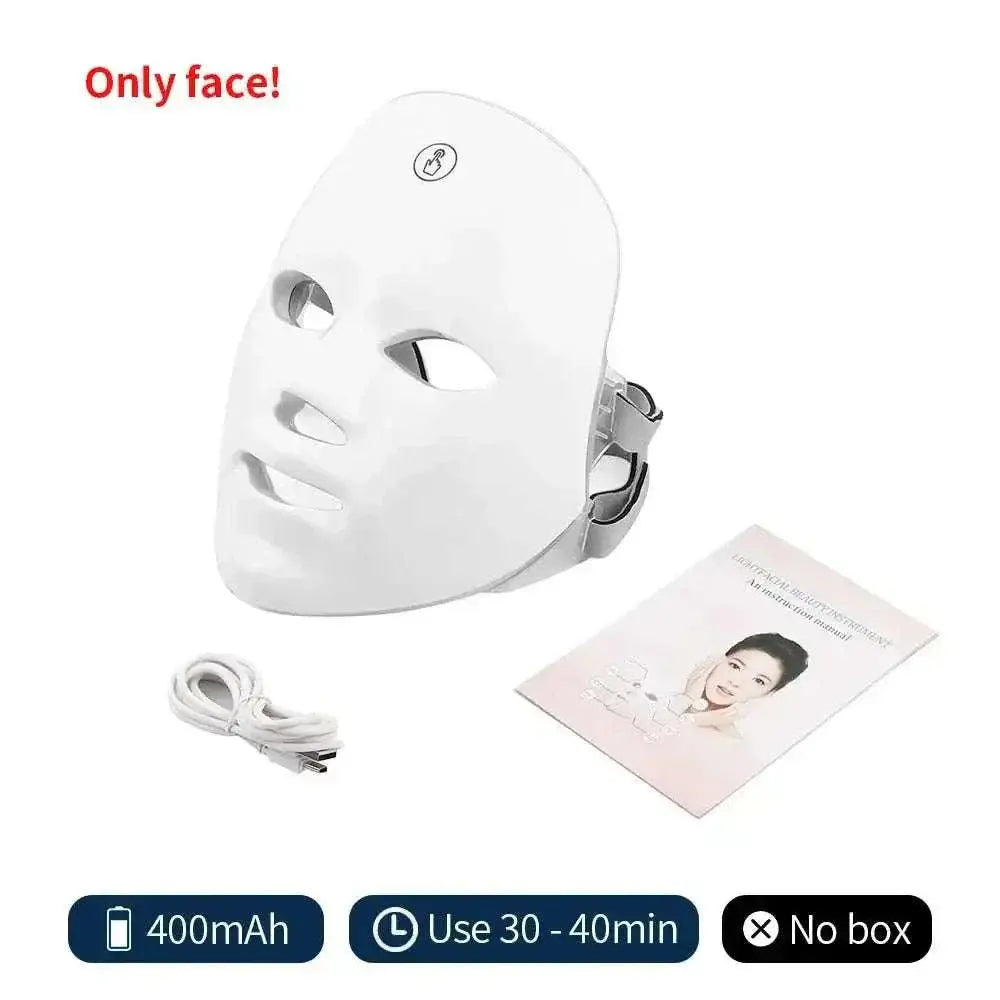 Wireless LED Light Therapy Mask for face with 7 color light, rechargeable and ergonomic design