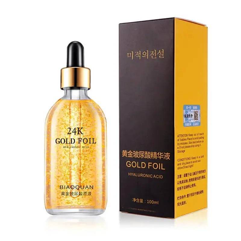 24K Gold Anti-Aging Face Serum with Hyaluronic Acid and Niacinamide 100ml bottle and packaging