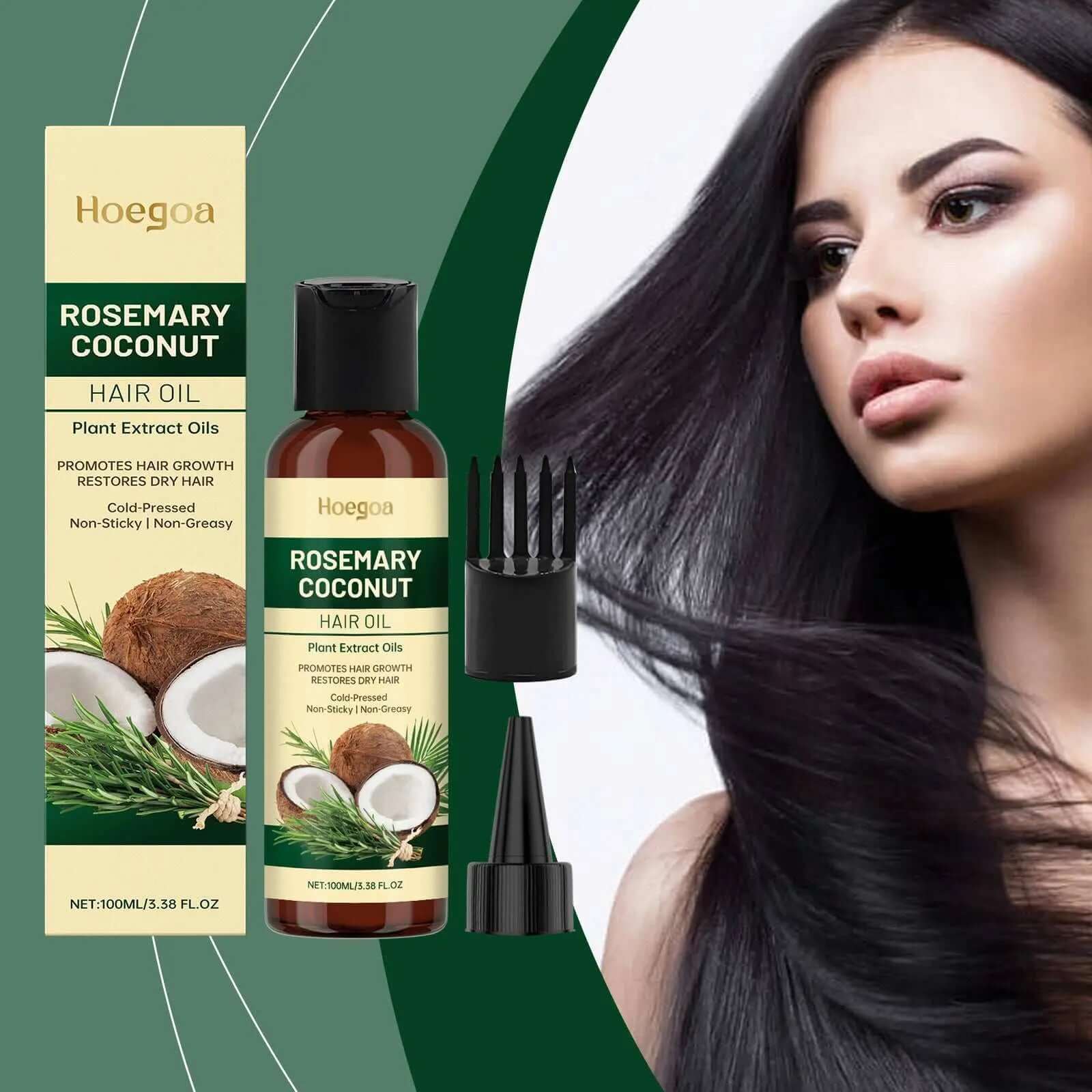 Rosemary coconut hair oil rosemary coconut hair oil 100ml with squeeze and comb heads for hair care and styling.