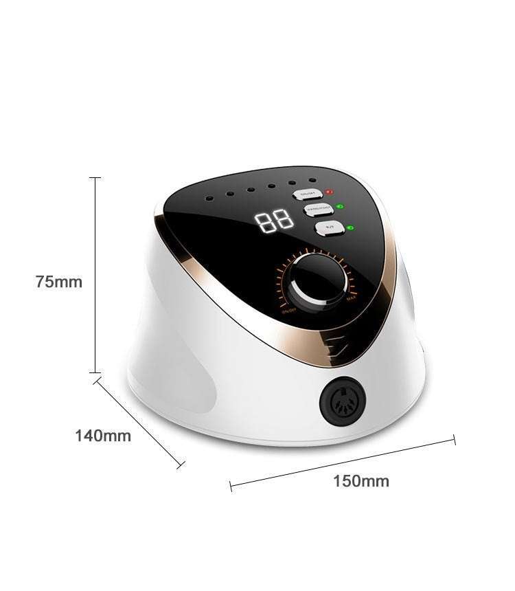 High speed nail removal device with digital controls and compact design measuring 150mm x 140mm x 75mm.