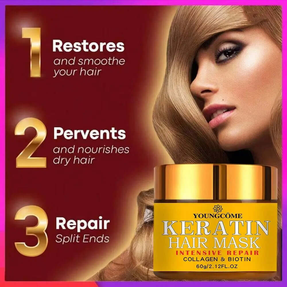 hair repair mask for damaged hair with keratin and biotin treatment jar and benefits list