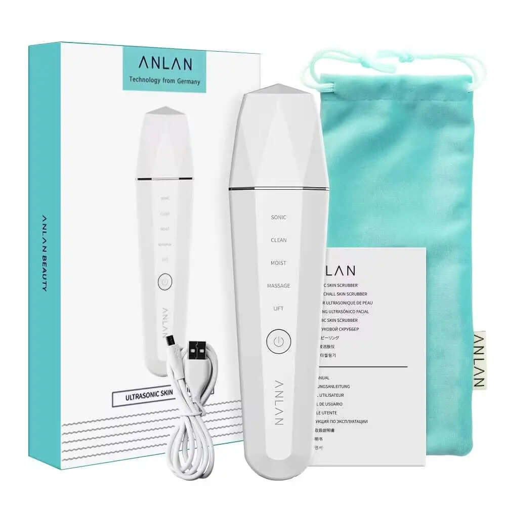 Ultrasonic Skin Scrubber Ion Deep Face Cleaning 45℃ Heat EMS Facial Lifting Ultrasonic Cleaner Peeling Skin Care Device