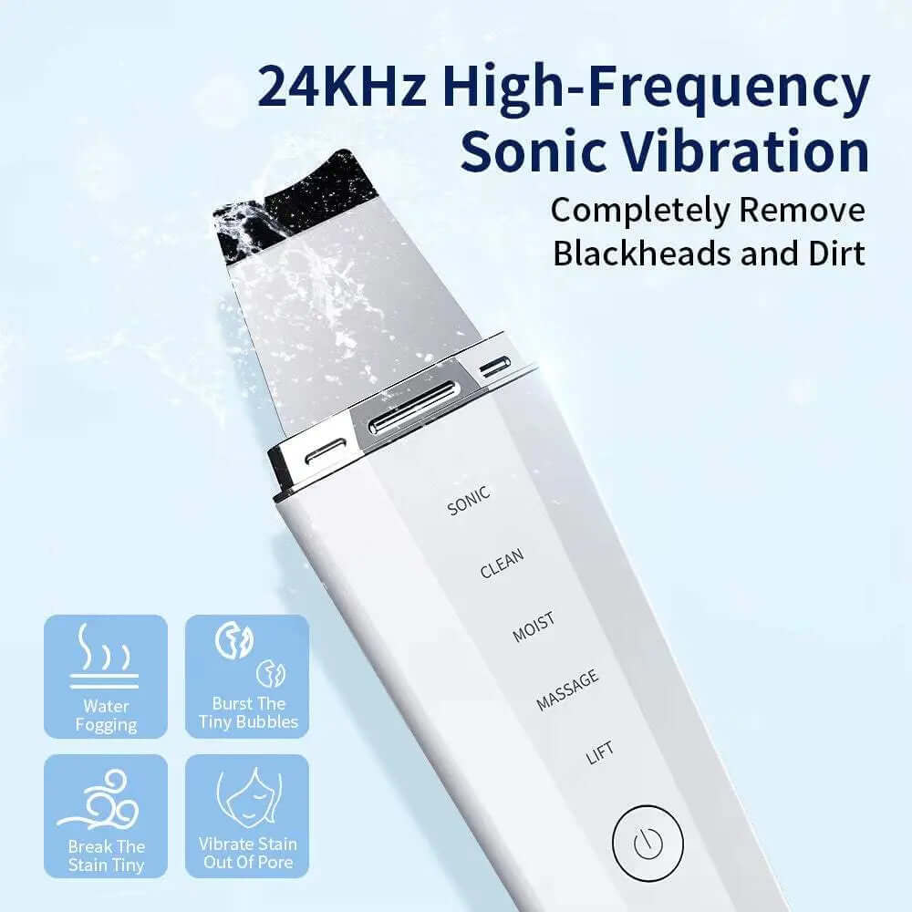 Ultrasonic Skin Scrubber Ion Deep Face Cleaning 45℃ Heat EMS Facial Lifting Ultrasonic Cleaner Peeling Skin Care Device