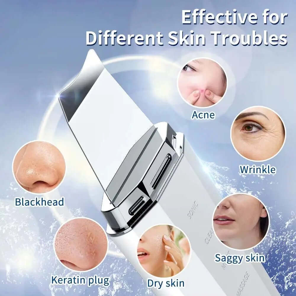 Ultrasonic Skin Scrubber Ion Deep Face Cleaning 45℃ Heat EMS Facial Lifting Ultrasonic Cleaner Peeling Skin Care Device