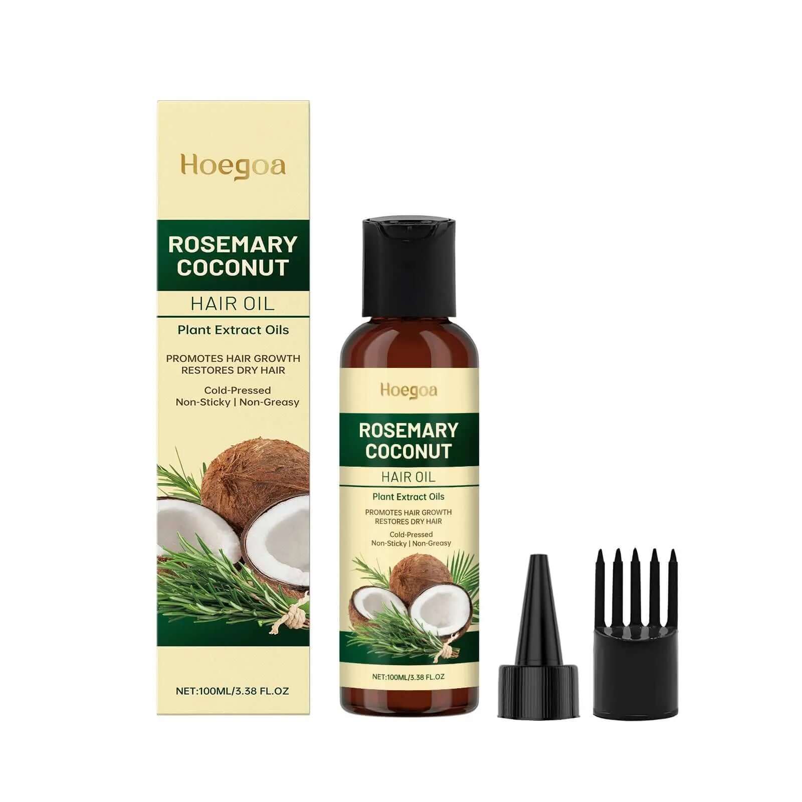 Rosemary coconut hair oil rosemary coconut hair oil bottle with packaging and applicator comb, 100ml size, for hair care