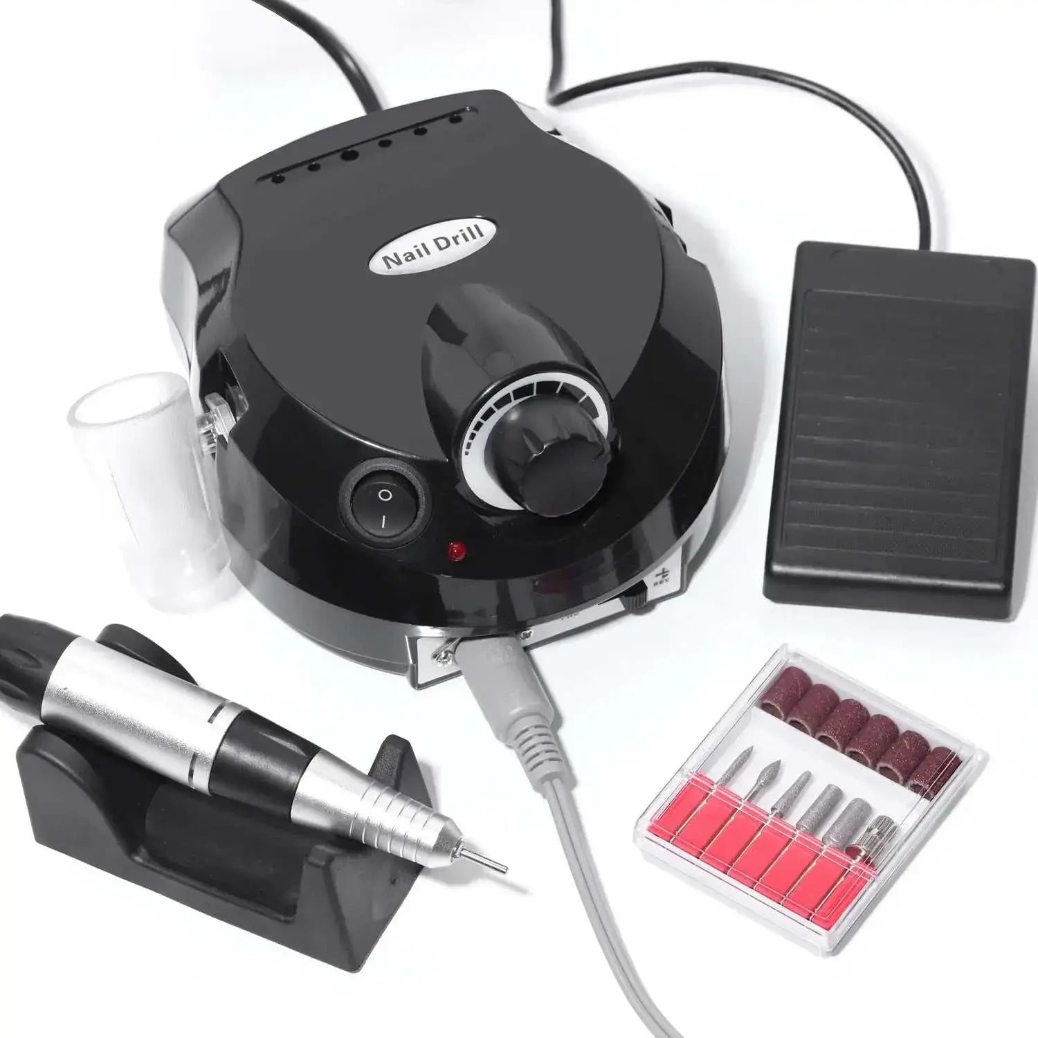 35000RPM electric nail drill set featuring DUTRIEUX brand, CE certified, electric file and polisher accessories for manicures.