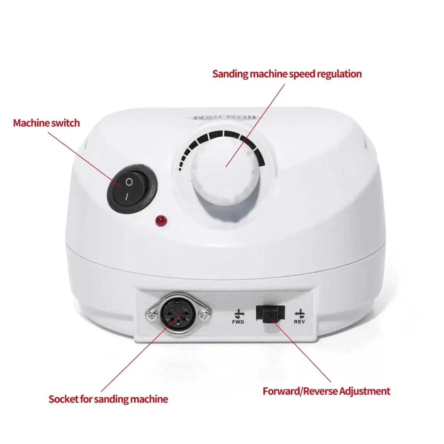 35000RPM electric nail drill set machine with speed regulation and forward/reverse adjustment controls, brand DUTRIEUX.