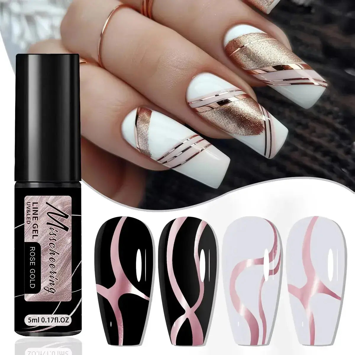 chrome mirror nail gel Elegant nail art using chrome mirror nail gel in metallic silver and gold with UV LED polish, featuring reflective designs.