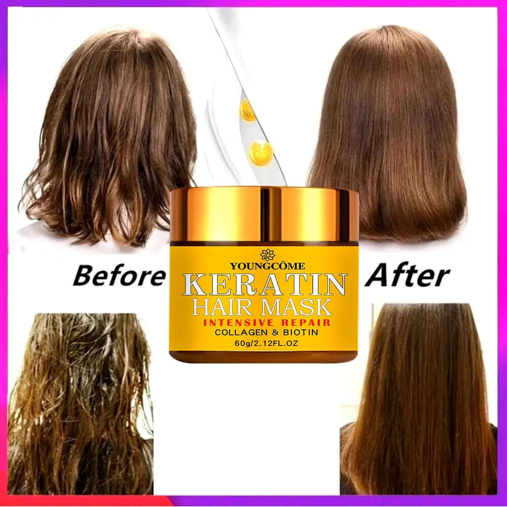 Hair repair mask for damaged hair with biotin and keratin before and after results