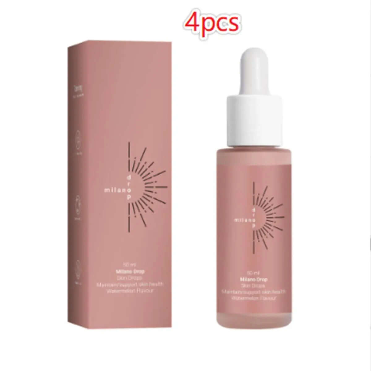 self tanning face serum in pink box with dropper, ideal for face and body, 50ml, universal skin type, fine line repair, 4 pcs