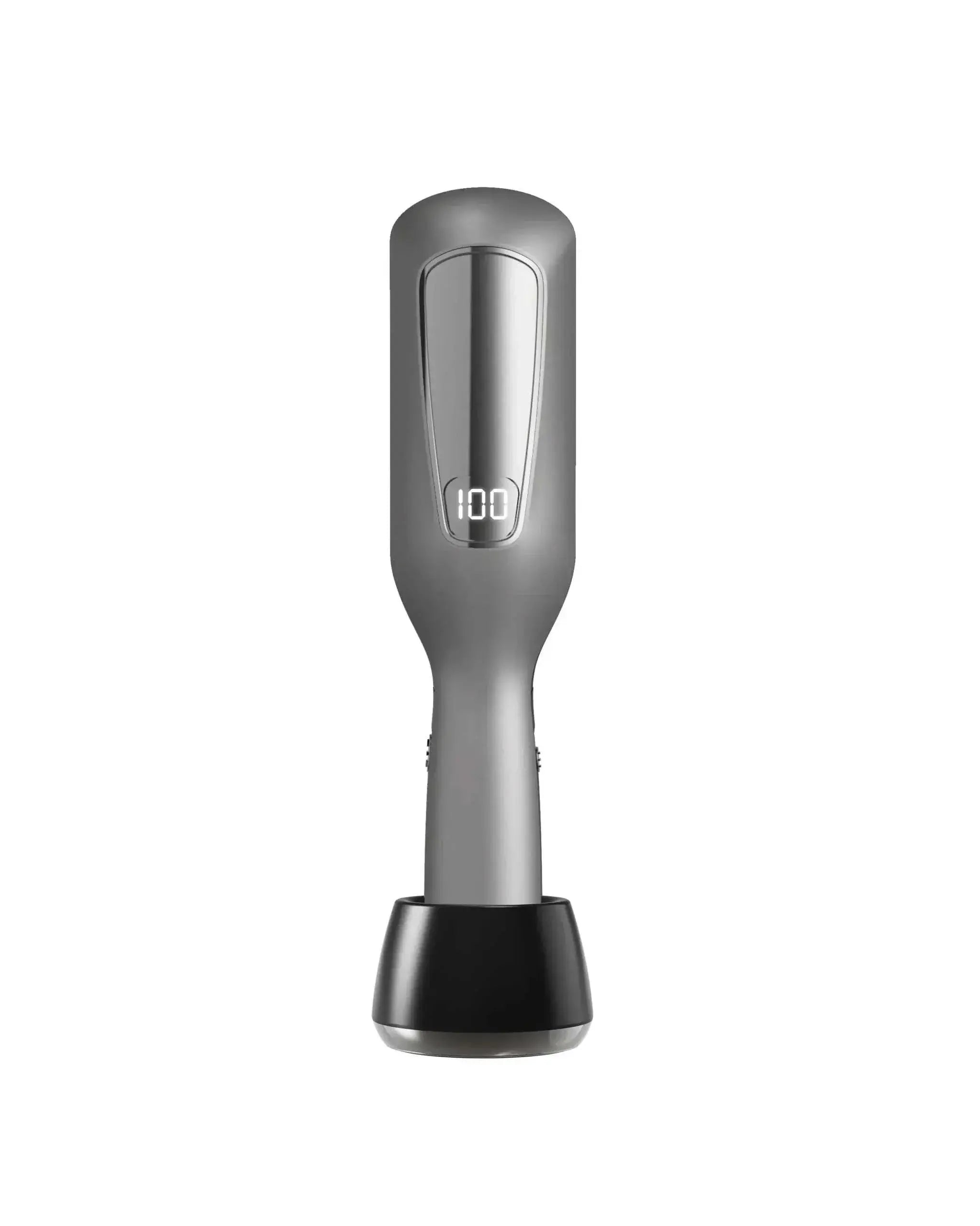 Cordless Hair Ends Trimmer with digital display, precision blades, and USB rechargeable base stand.