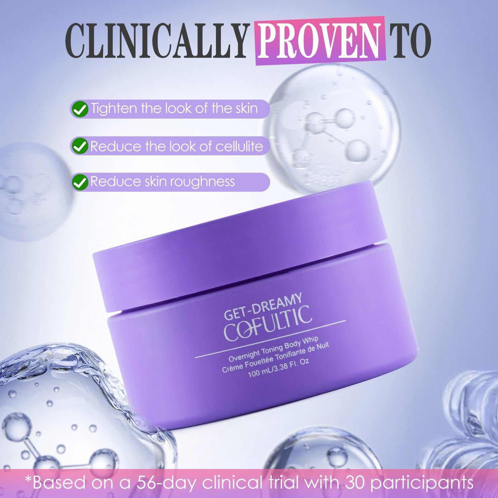 Cofultic Night Sleep Tightening Cream for firming, hydrating, and reducing cellulite, 100ml jar