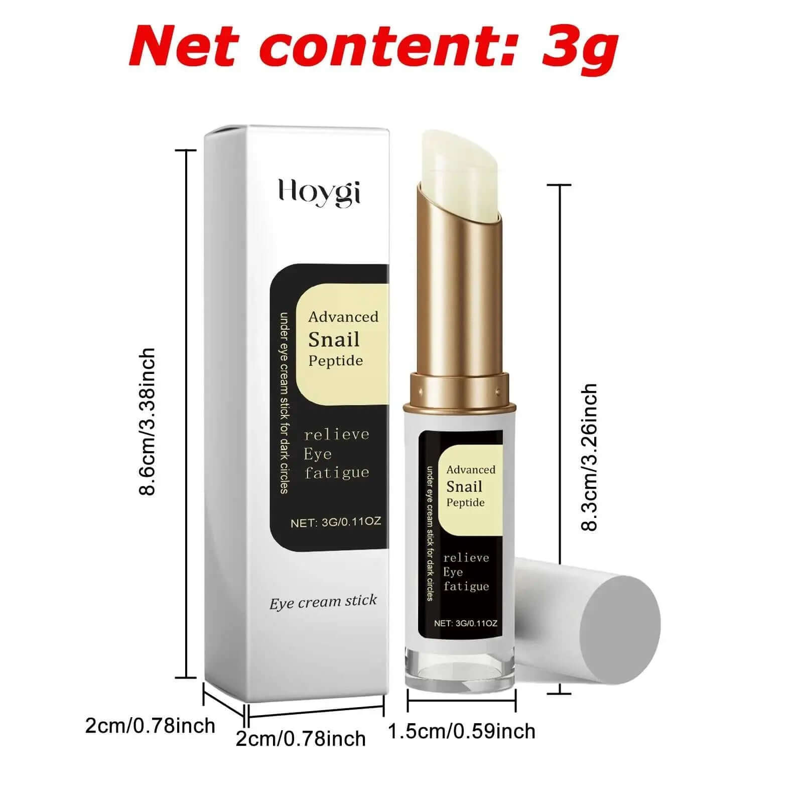 Snail eye cream stick for wrinkles with advanced snail peptide for eye fatigue relief, firming and moisturizing.