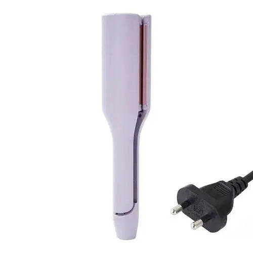 Purple 32mm deep wave hair curling iron with adjustable temperature and wired AC plug