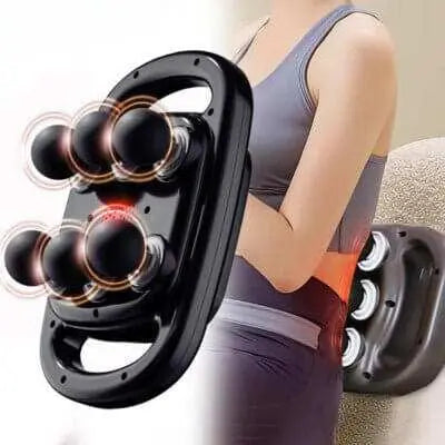 High-Frequency Muscle Massage Gun with six interchangeable heads for deep tissue vibration therapy and muscle relief