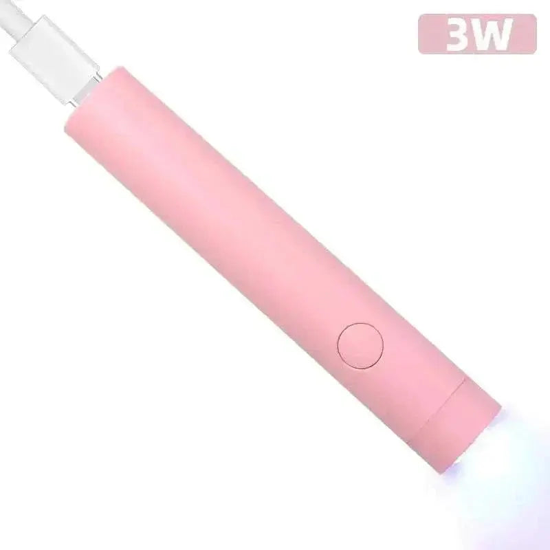 Compact pink mini USB nail dryer lamp with LED light for gel polish curing