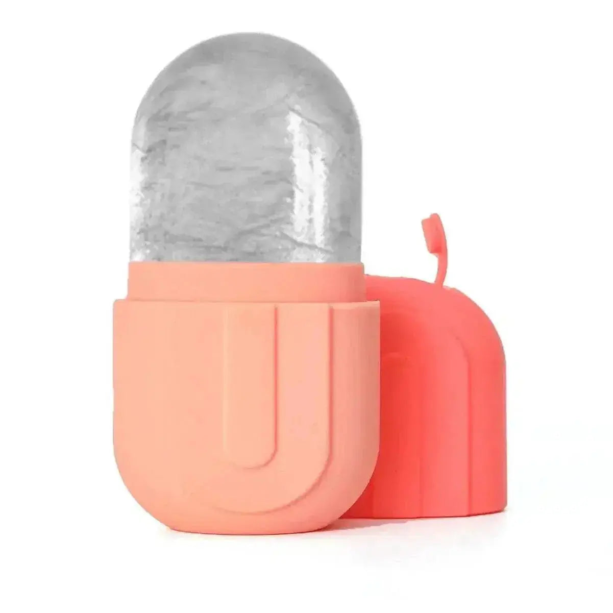 Silicone Ice Roller for face with ergonomic silicone handle and transparent cooling head for skin refreshment and lifting